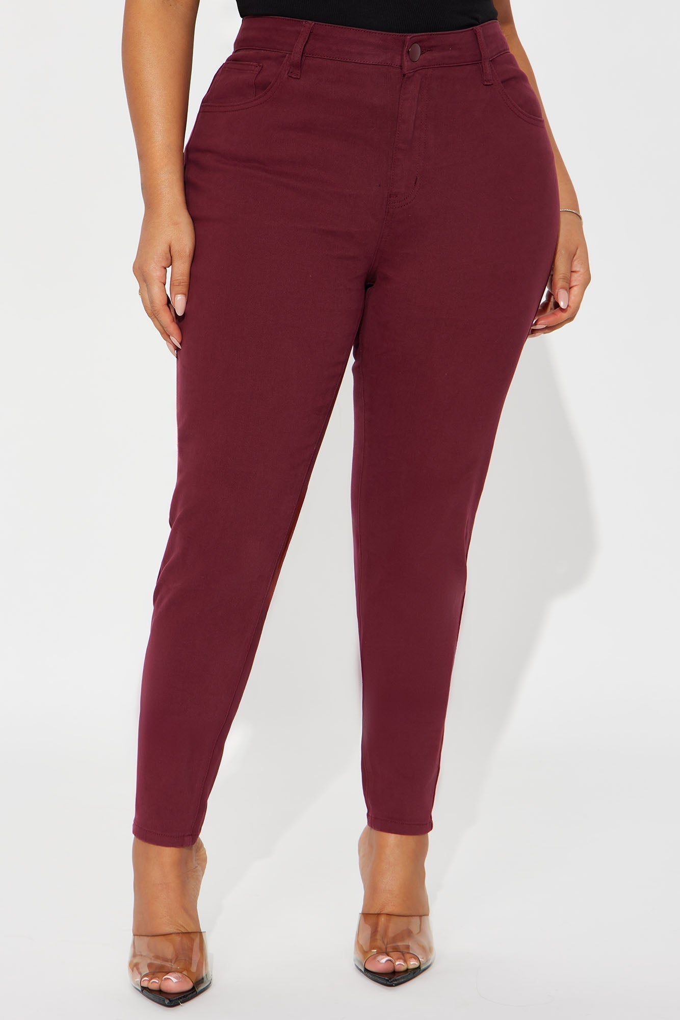 Skinny Uniform Pants - Burgundy