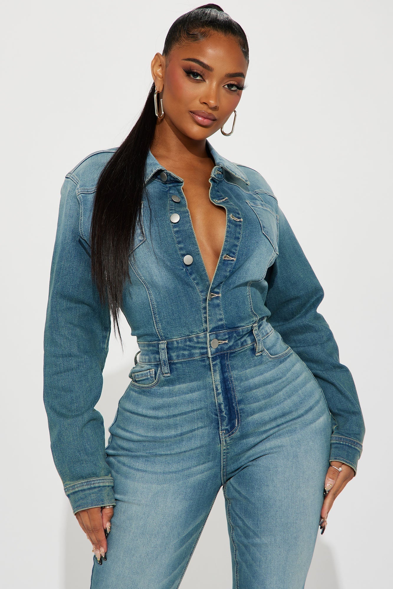 Playing Games Denim Jumpsuit - Denim