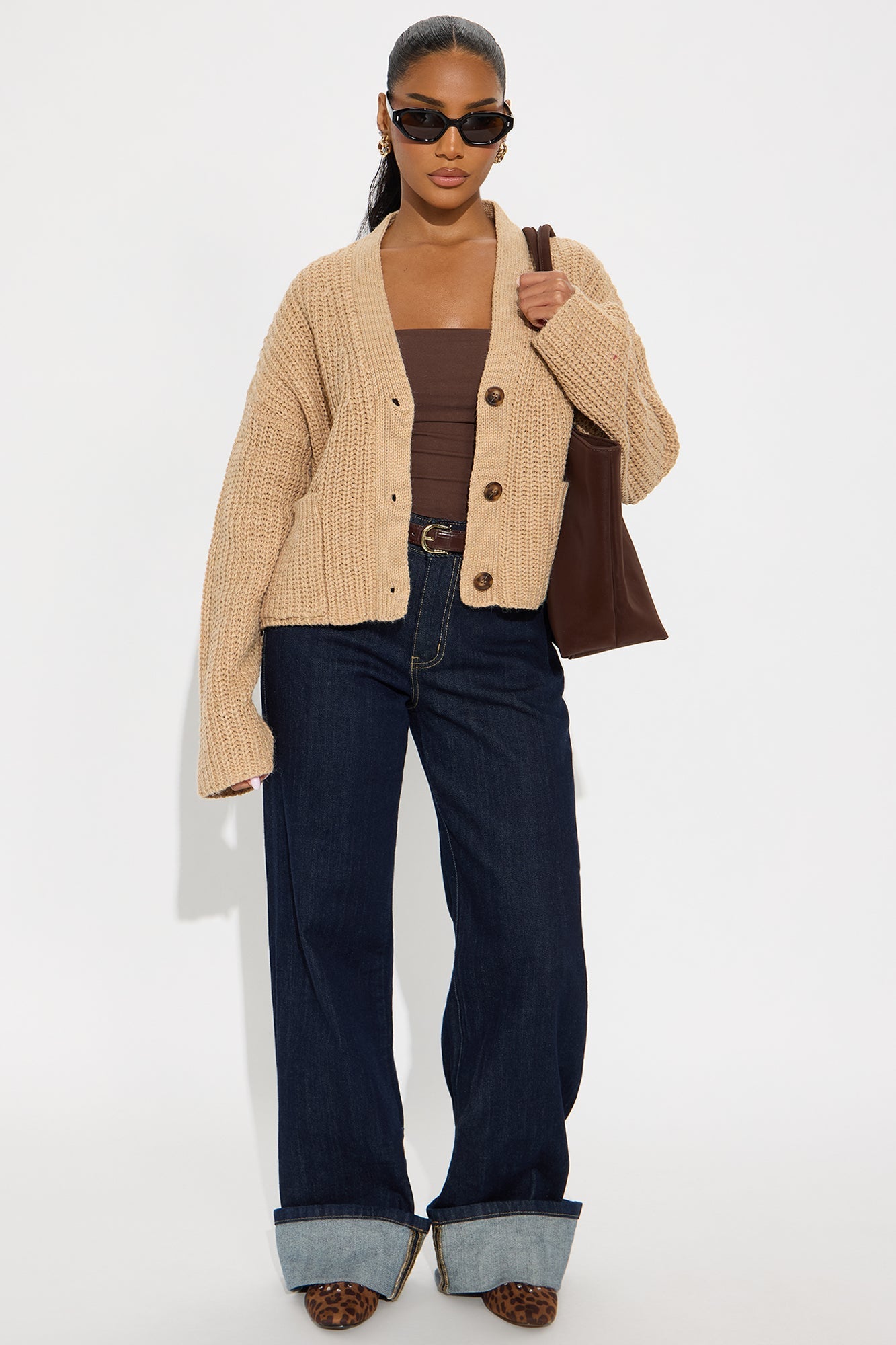Fill Me In Chunky Knit Cardigan - Taupe