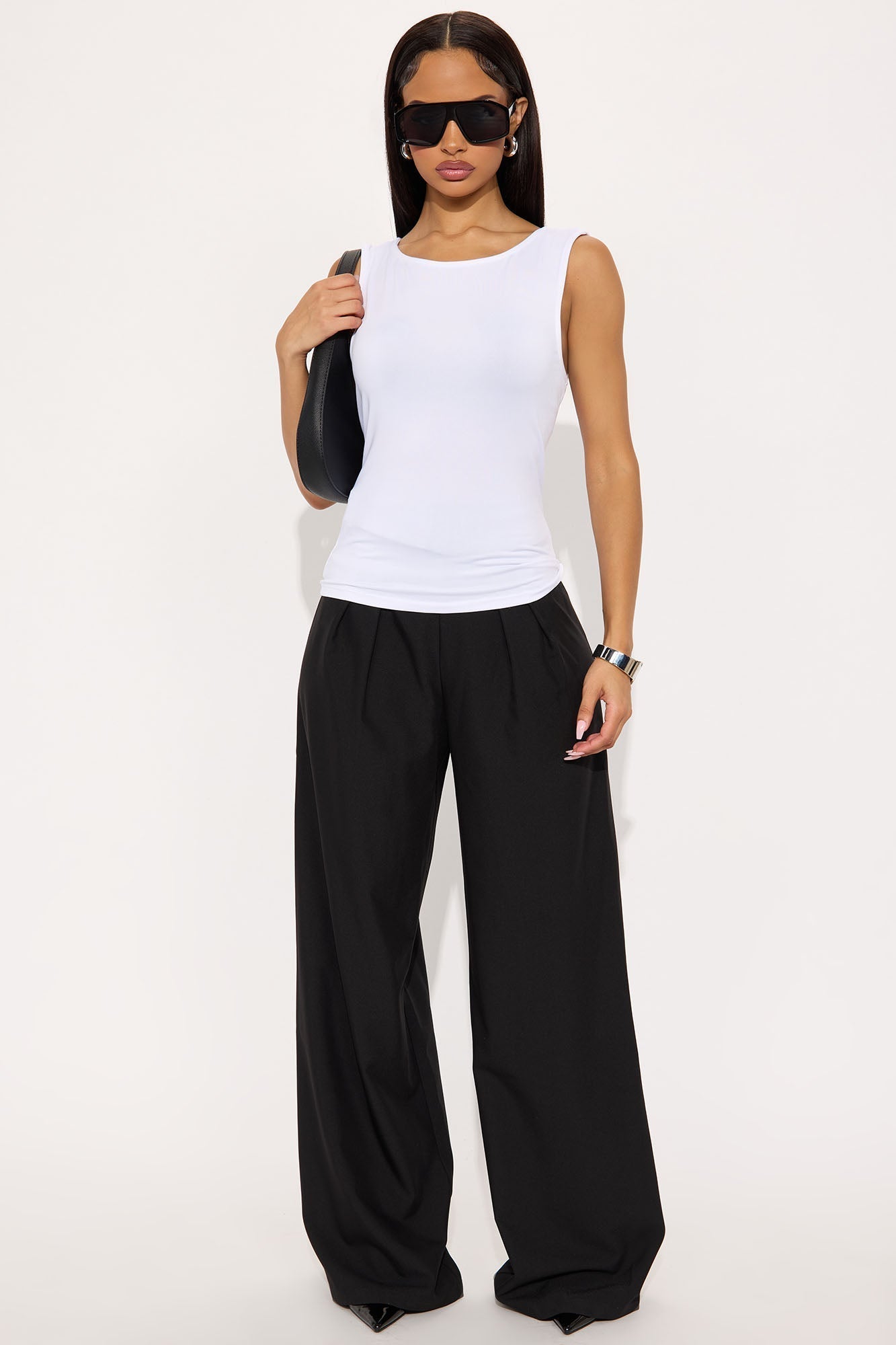 Teagan Cowl Neck Top - White