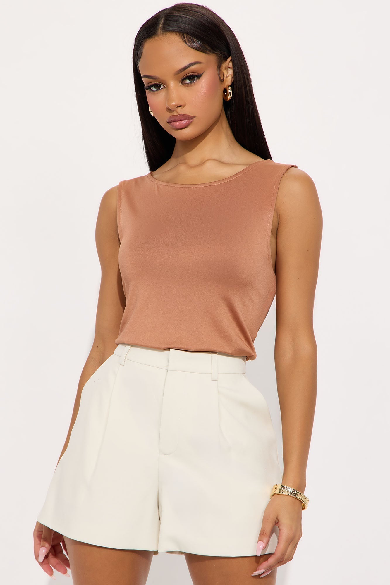 Teagan Cowl Neck Top - Mocha