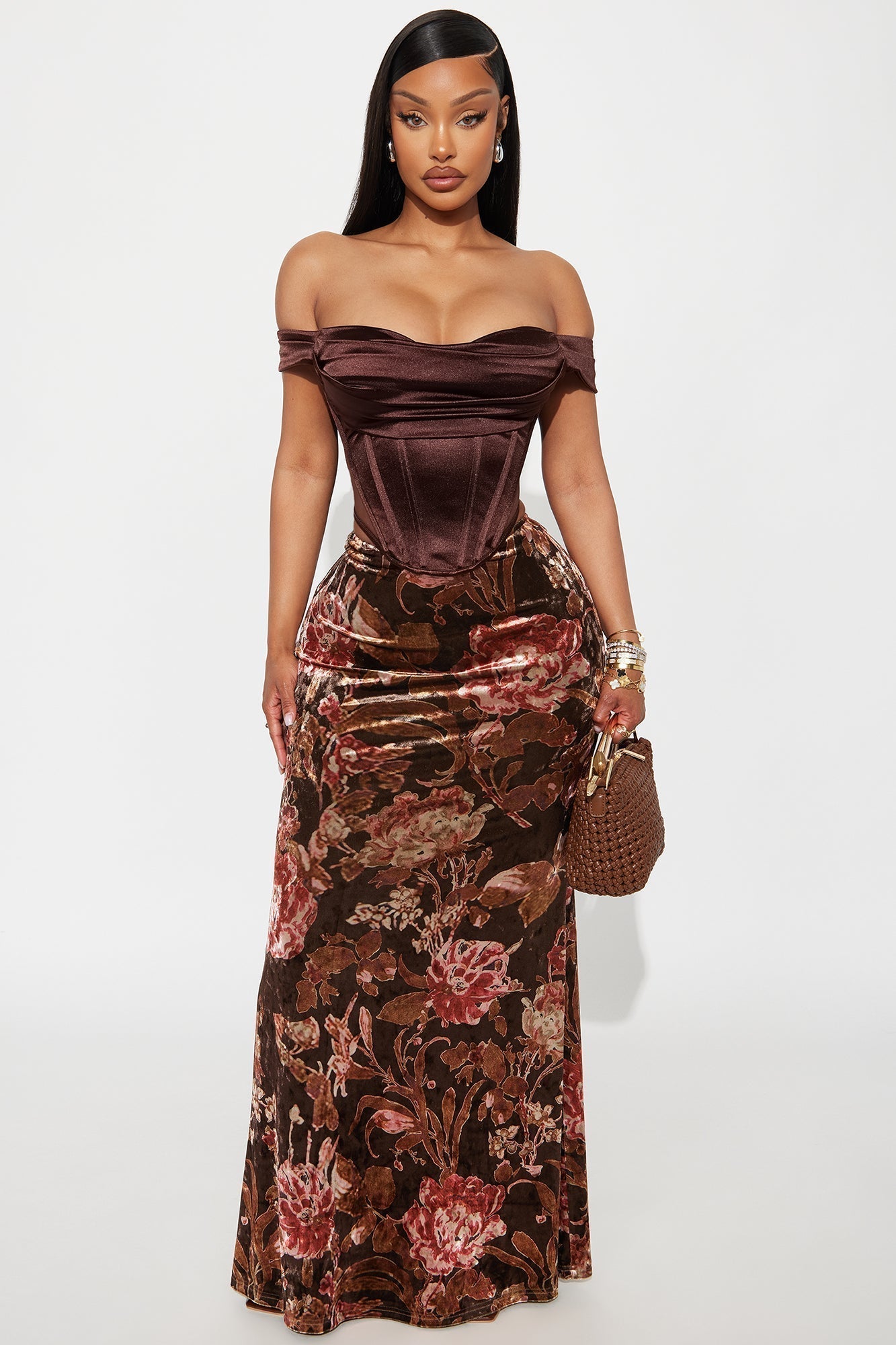 Fair Maiden Off Shoulder Corset Top - Chocolate