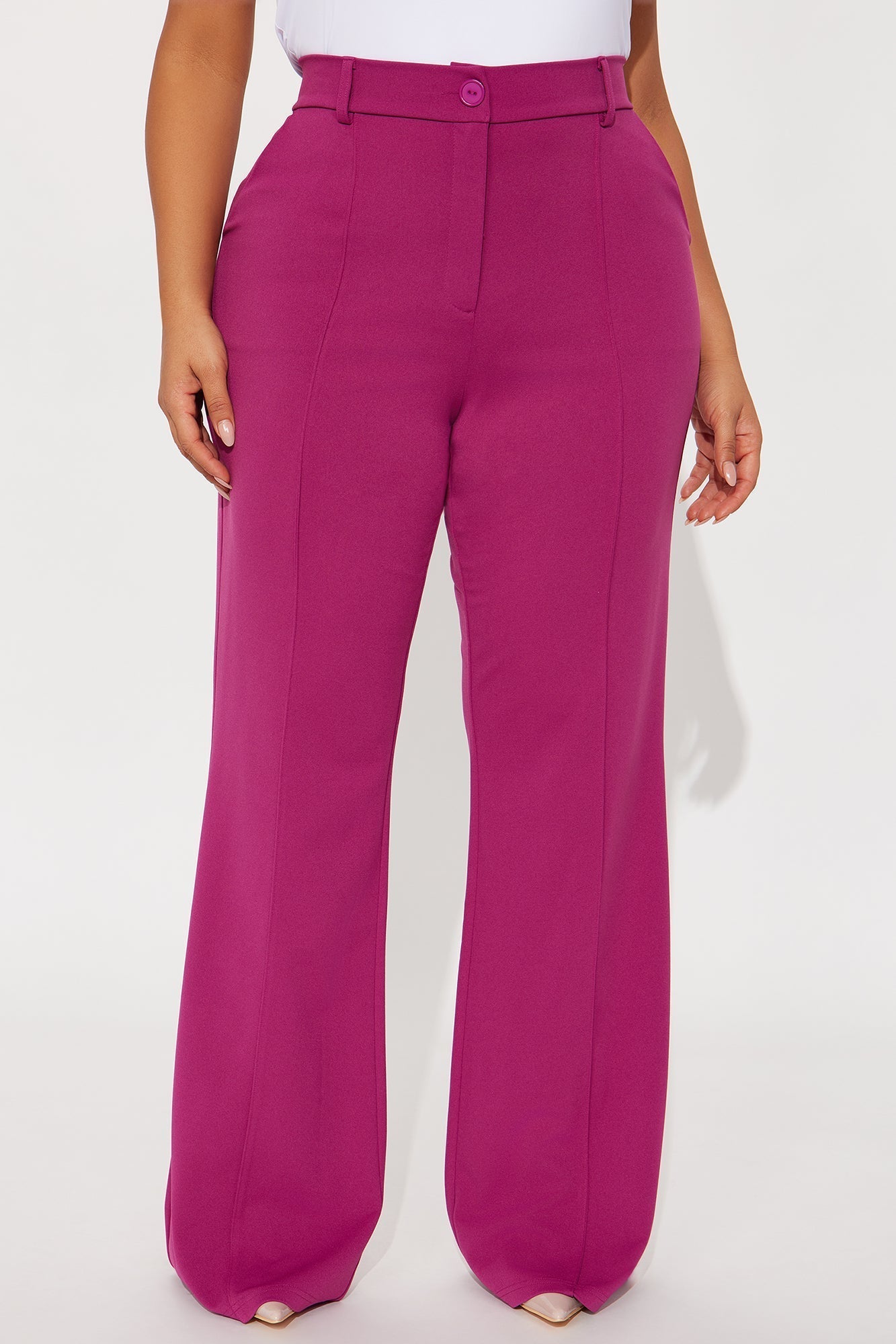 Heidi Wide Leg Trouser Pant - Raspberry