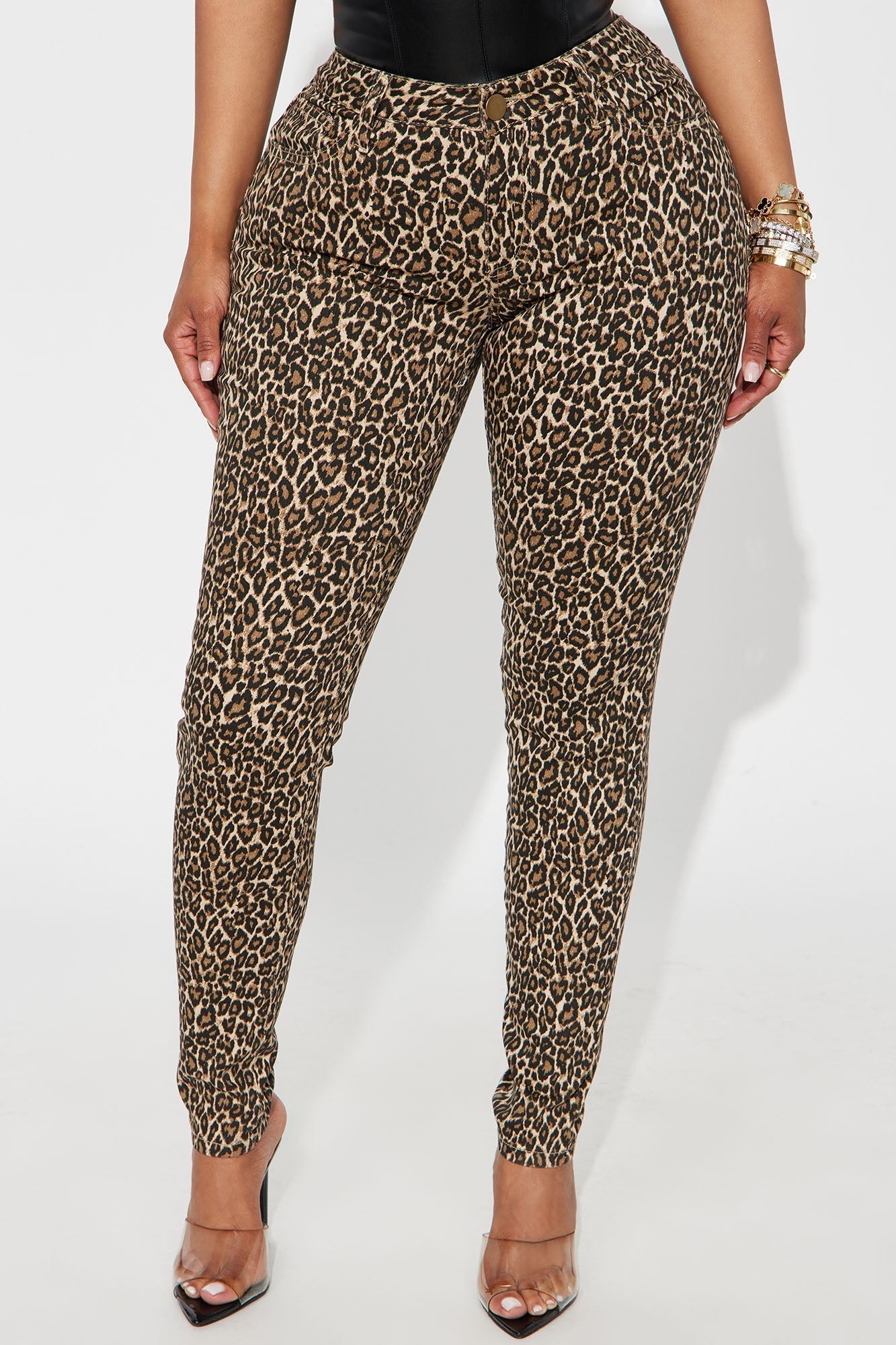 Skinny Uniform Leopard Pants - Mocha/combo