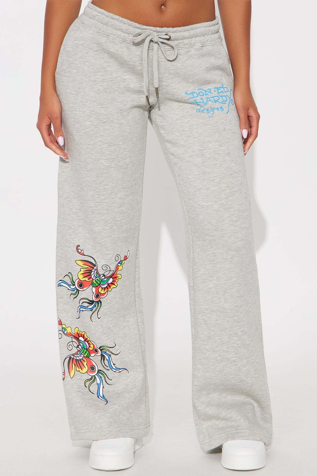 Ed Hardy Butterflies Wide Leg Pant - Heather Grey