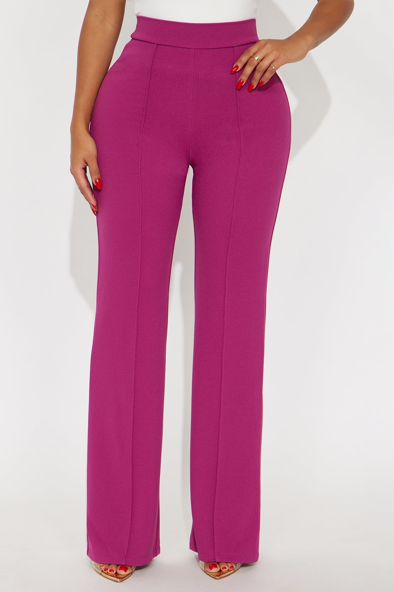 Victoria High Waisted Dress Pants - Raspberry