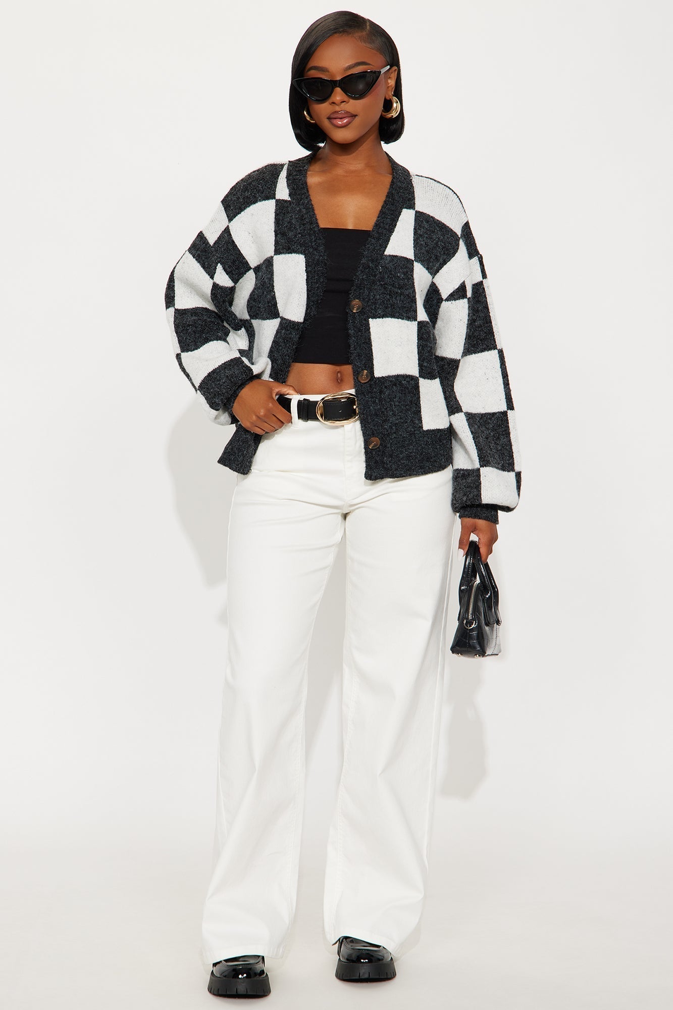 Squares For Days Checkered Cardigan - Black/combo