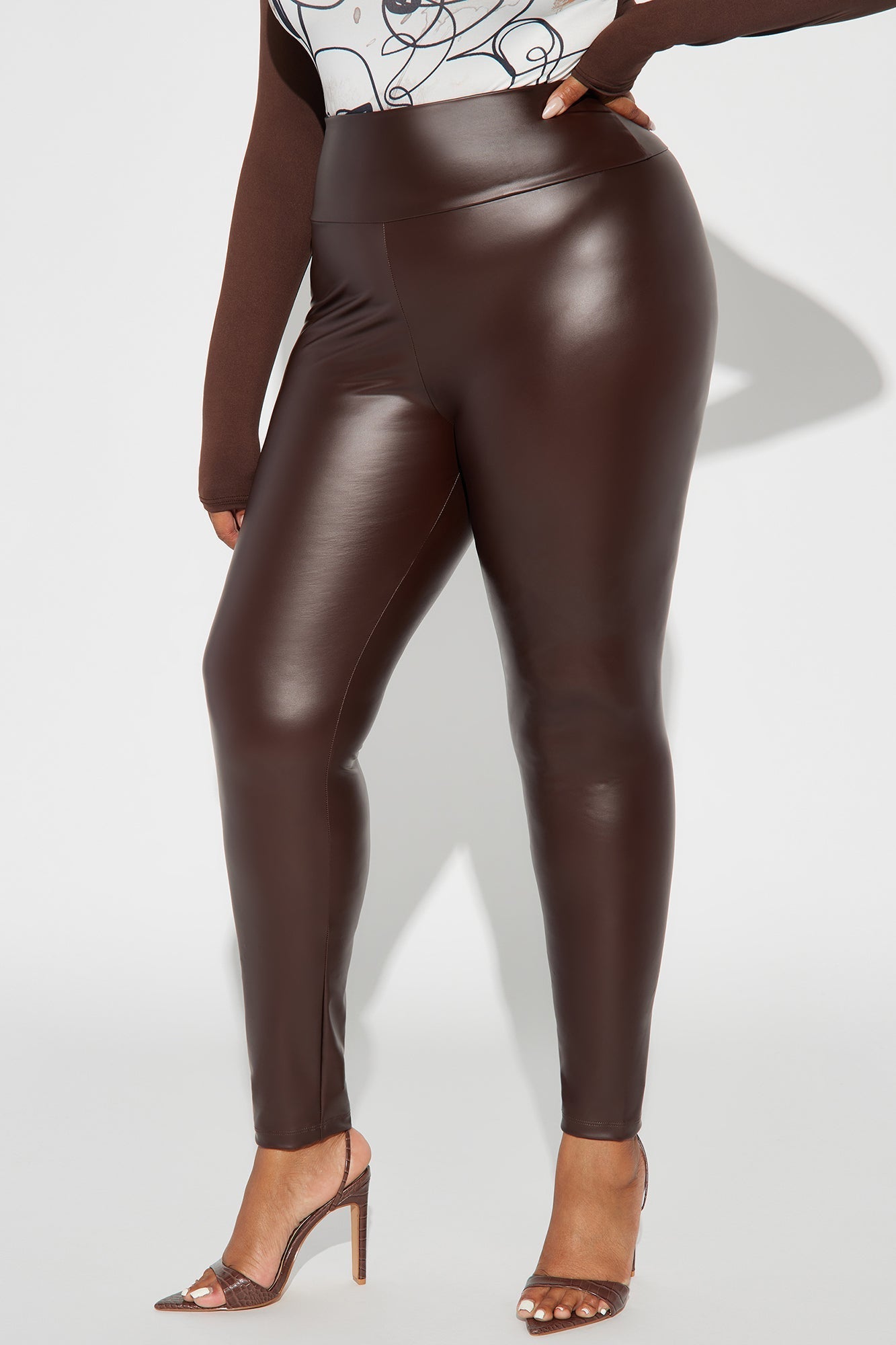 Always Around Faux Leather Legging - Chocolate