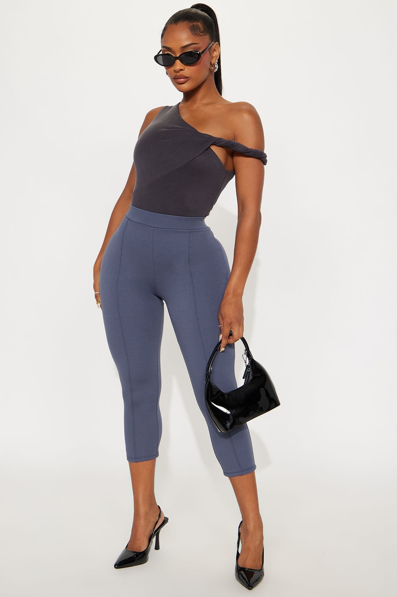 Daniella Pintuck Ponte Capri Legging - Charcoal
