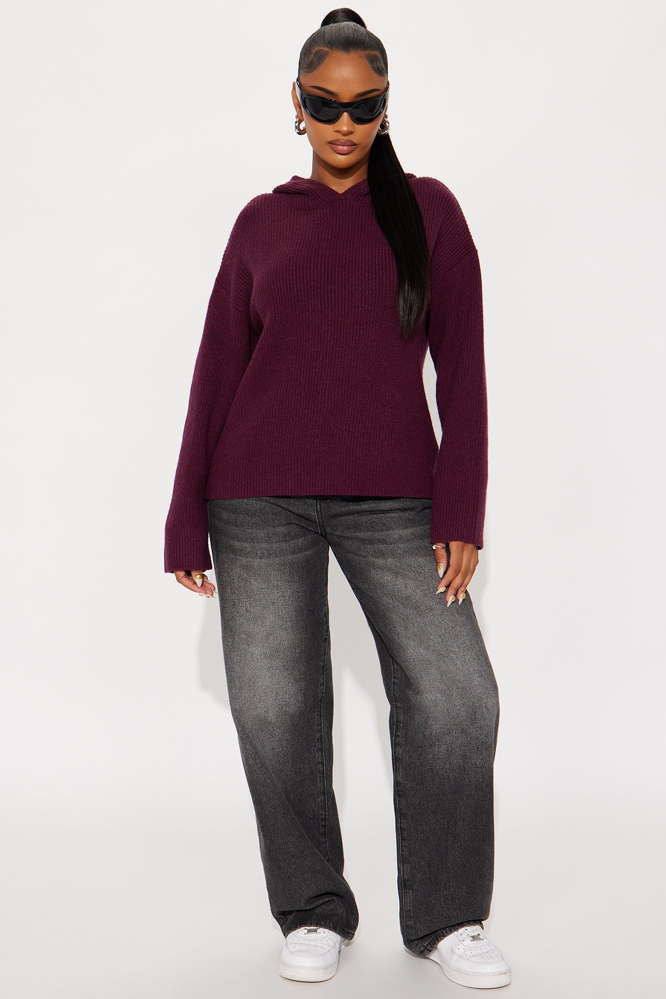 The Coziest Hooded Sweater - Plum