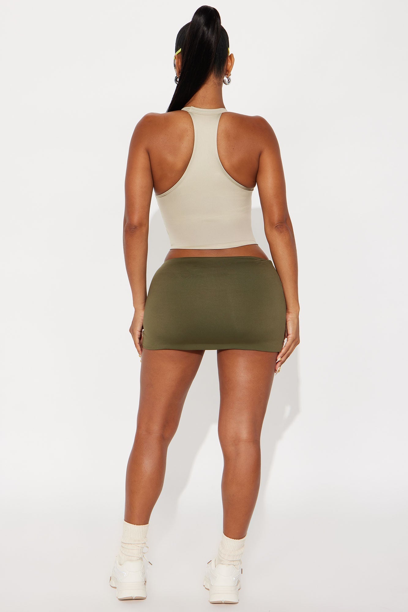 Contour Double Lined V-Neck Tank Top - Stone