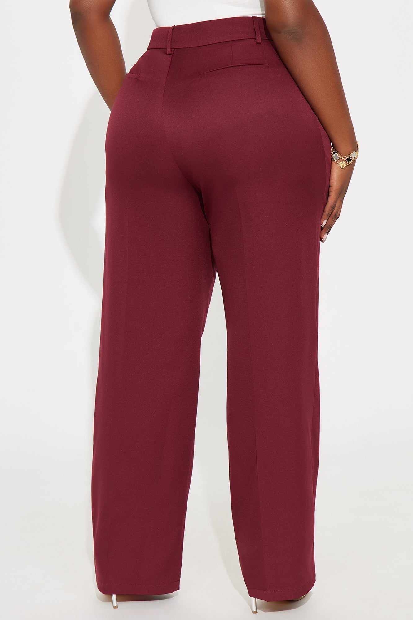 Kendall High Rise Trouser Pant - Burgundy
