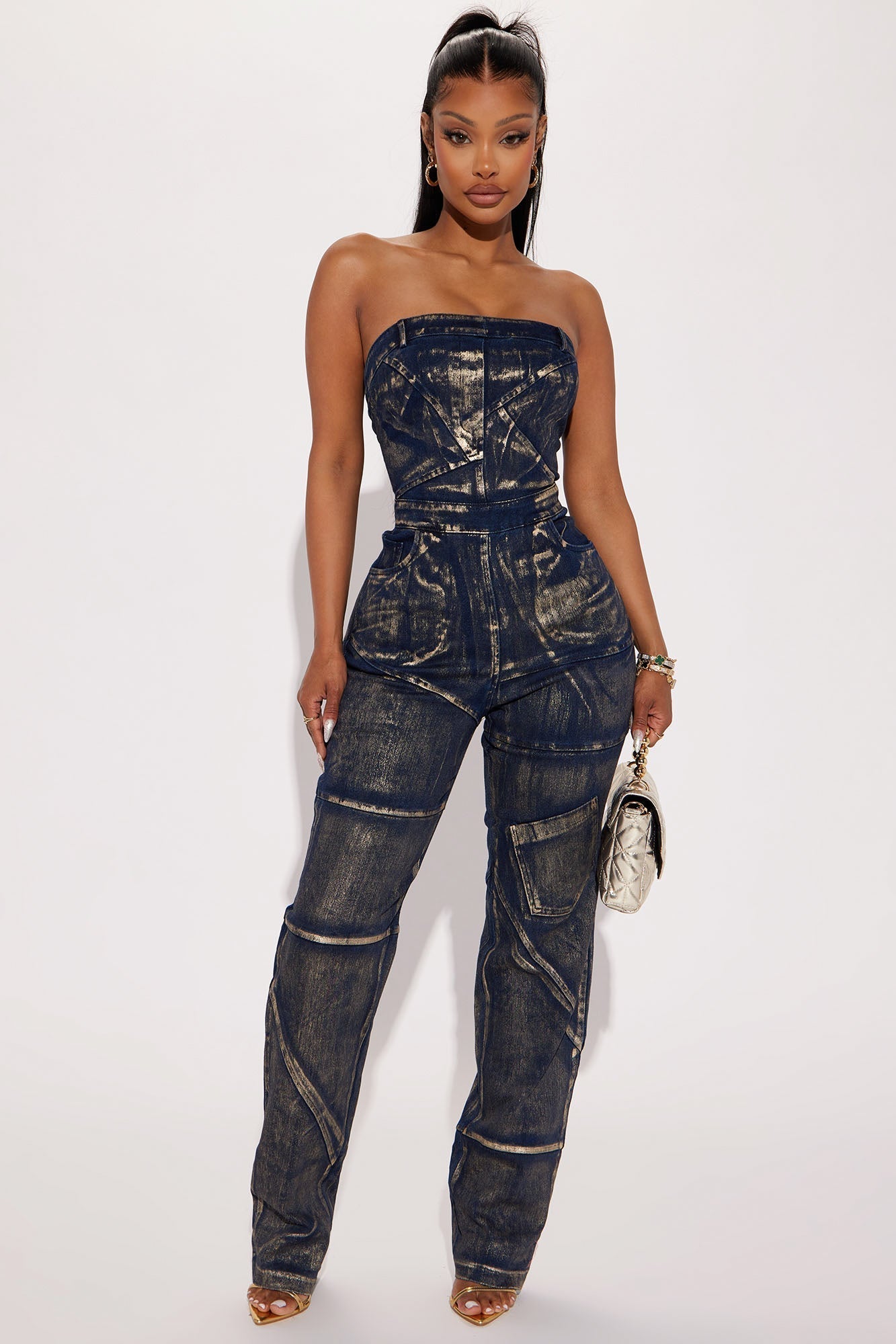 Pushing Through Denim Jumpsuit - Dark Denim