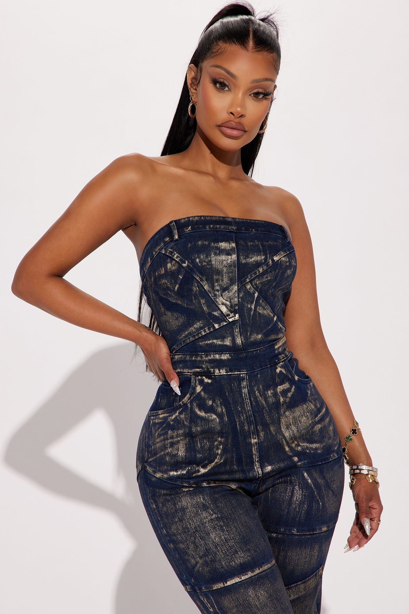 Pushing Through Denim Jumpsuit - Dark Denim