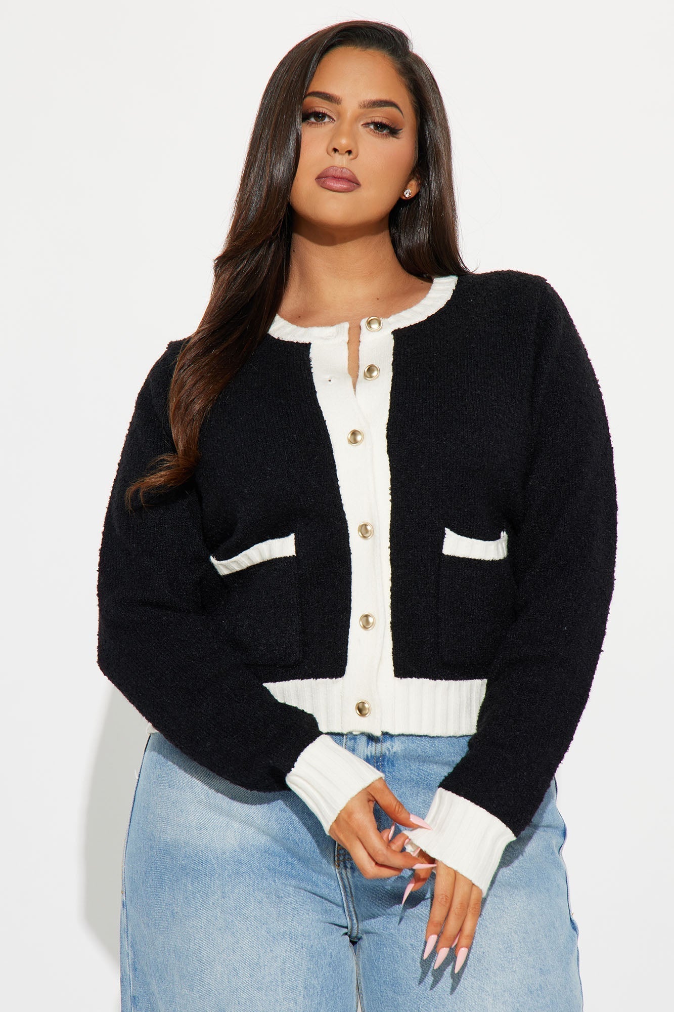 So Classy Cardigan - Black/White