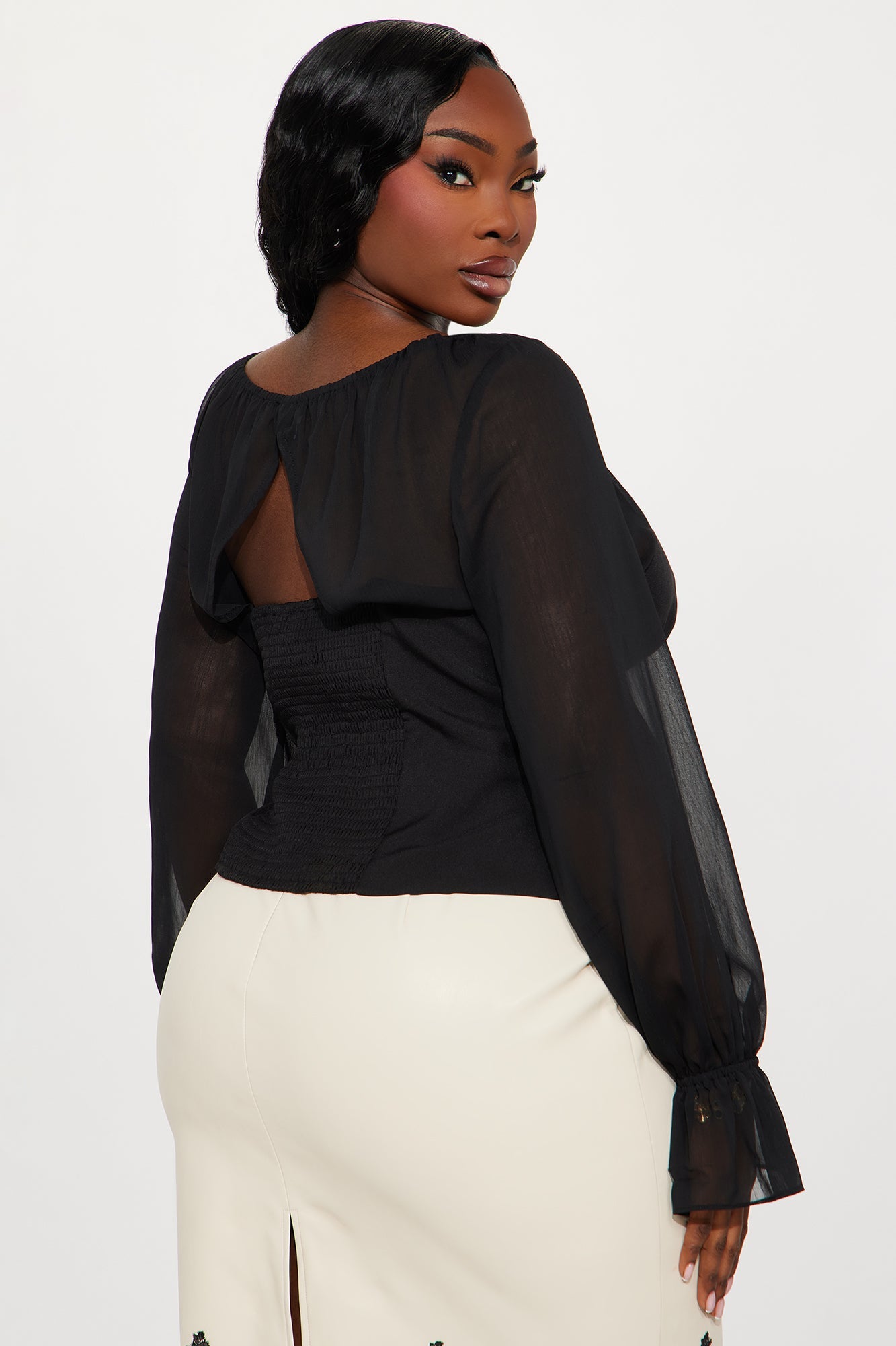 That Should Be Me Contrast Chiffon Blouse - Black