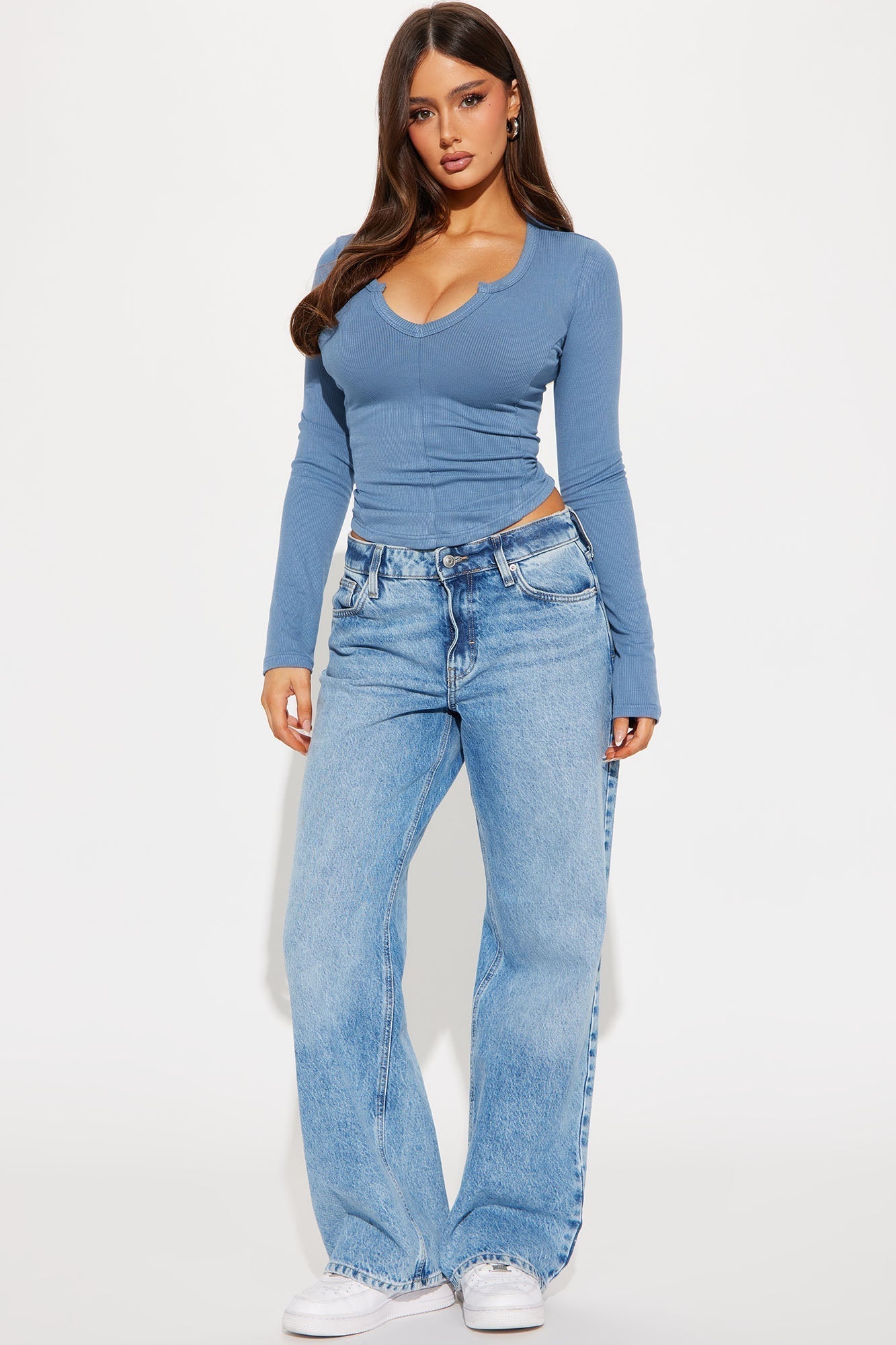 Here To Stay Ribbed Top - Blue