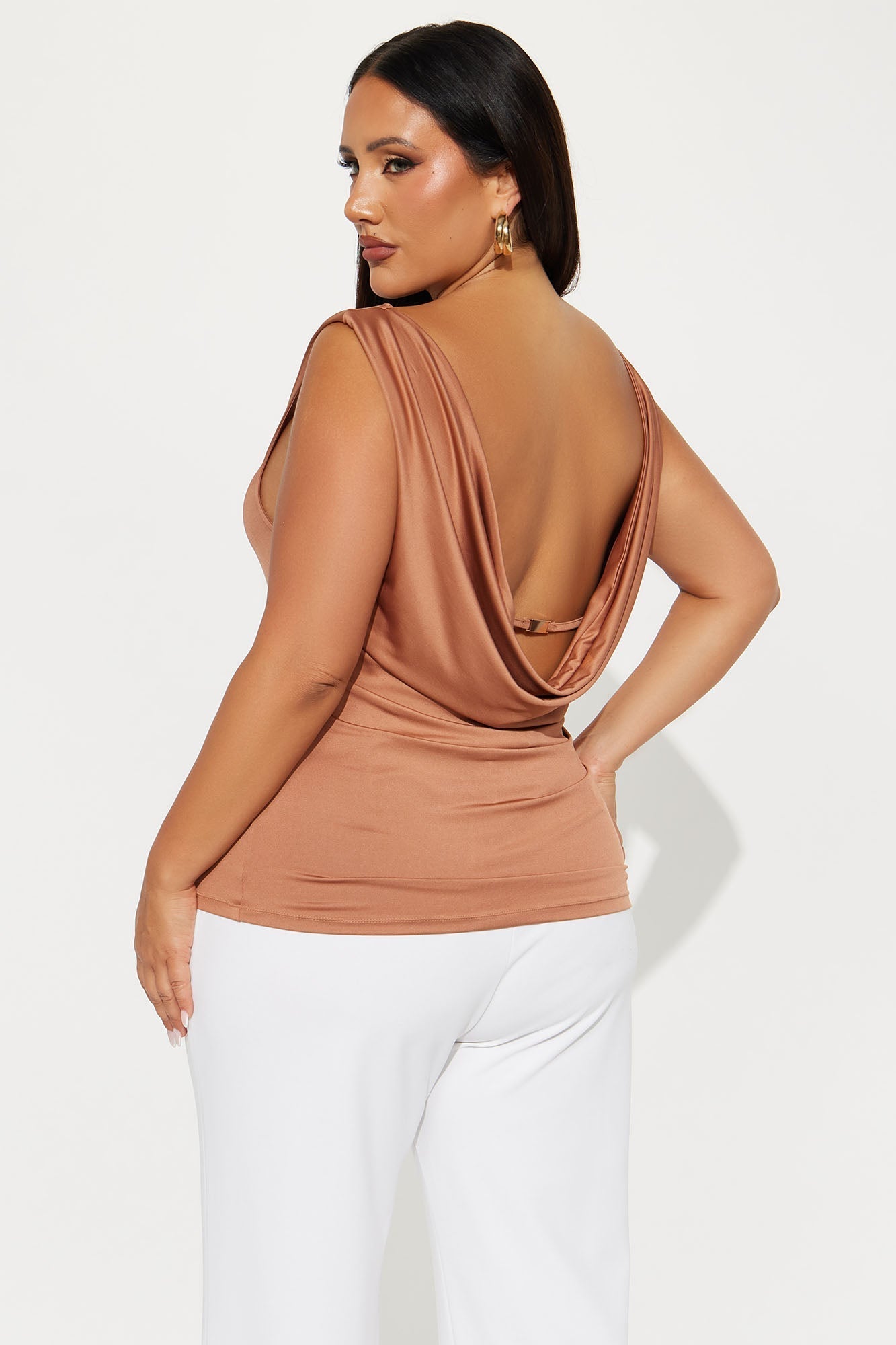 Teagan Cowl Neck Top - Mocha