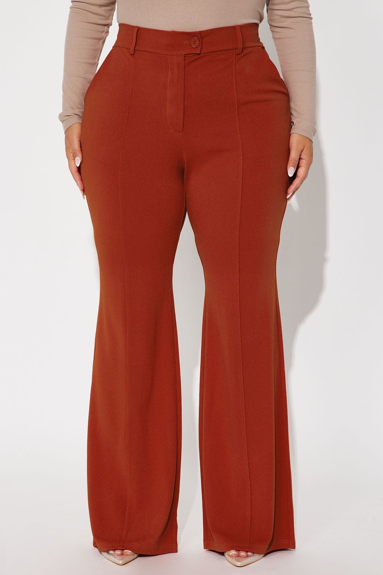 Tall Heidi Wide Leg Trouser Pant - Rust