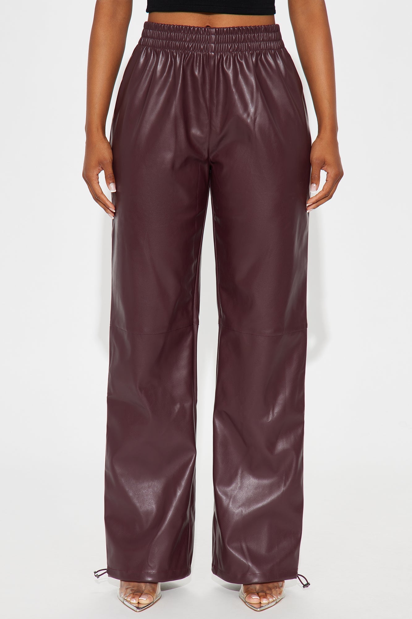 Dana Faux Leather Jogger Pant - Burgundy