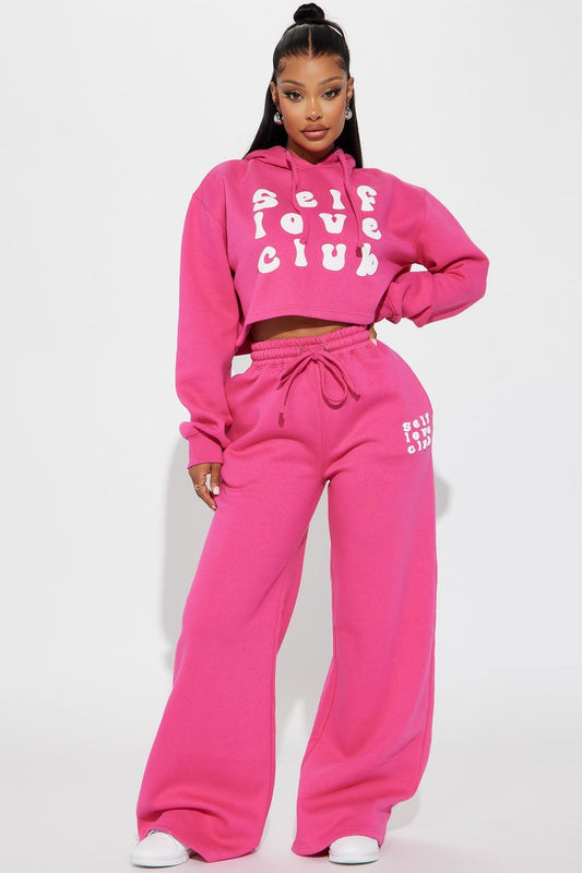Self Love Club Wide Leg Sweatpants - Pink