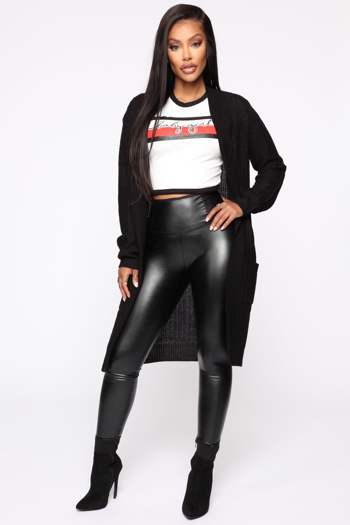 Throw It On Ribbed Cardigan - Black