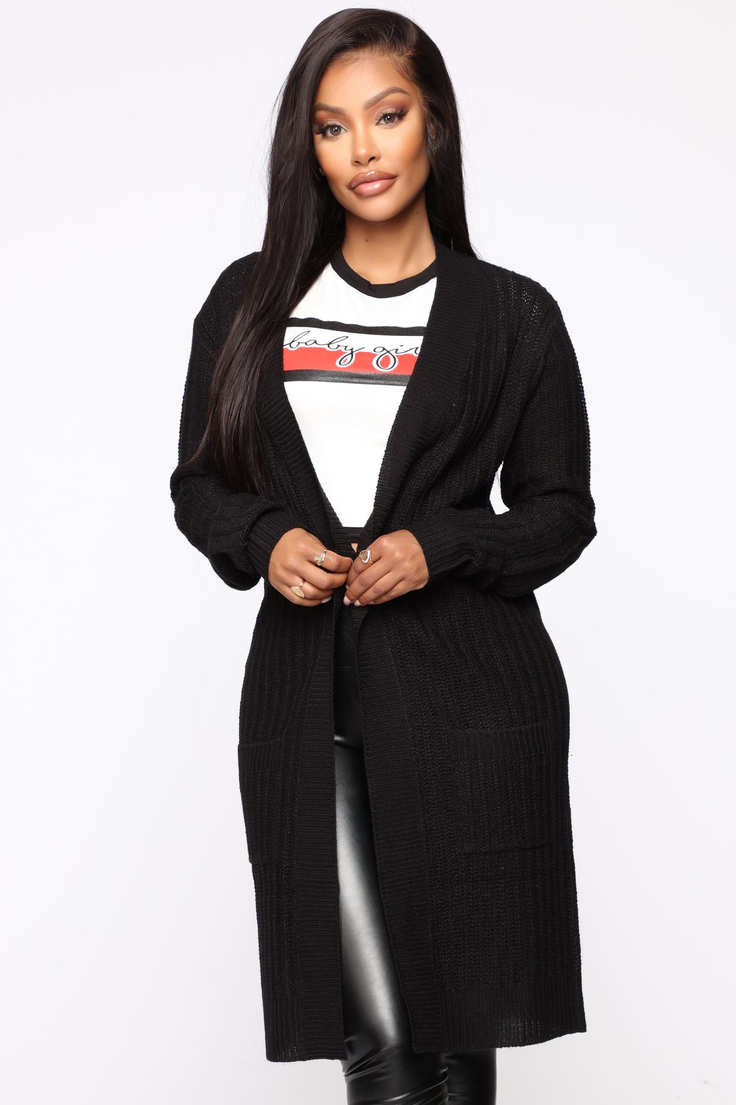 Throw It On Ribbed Cardigan - Black