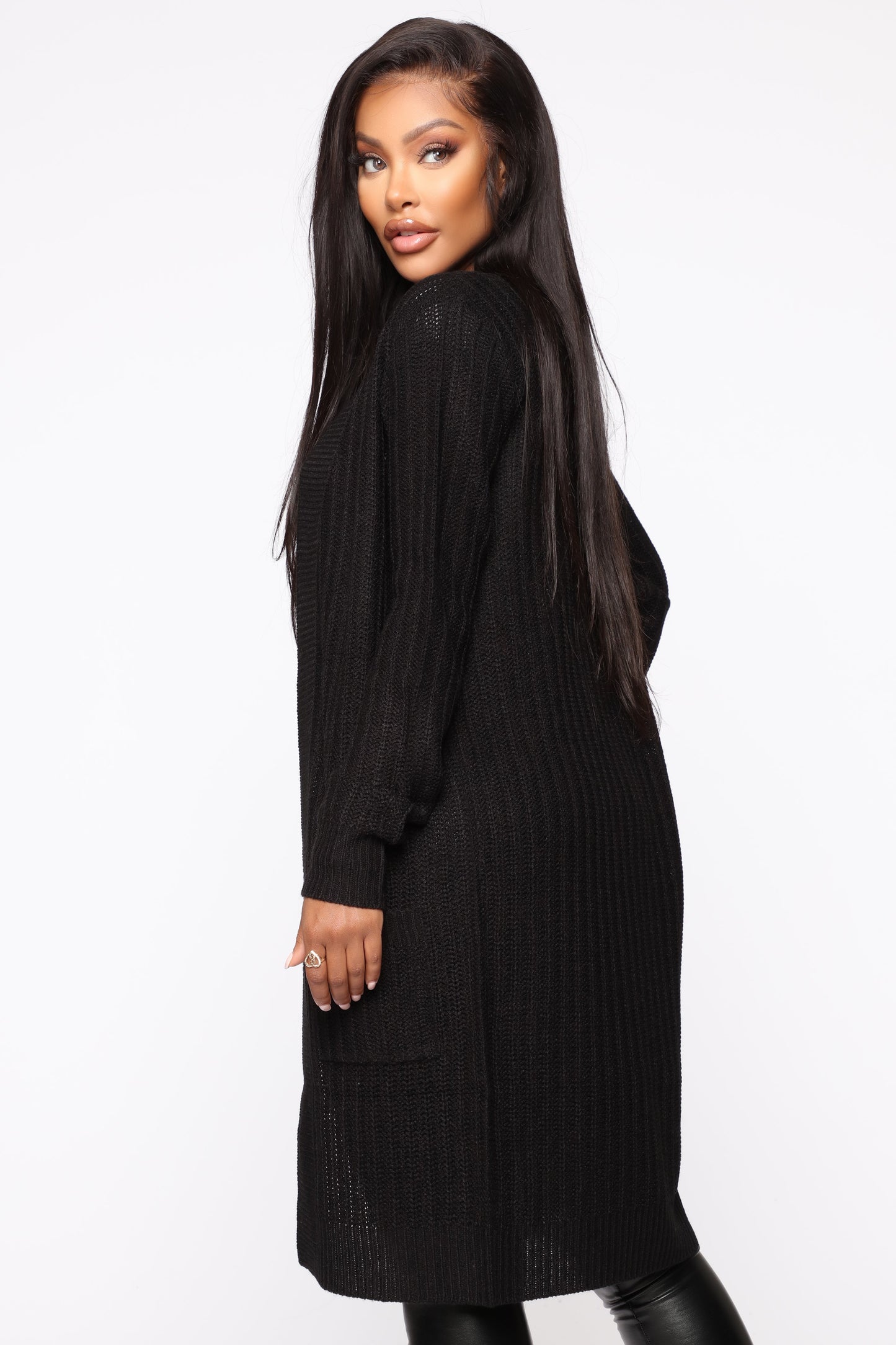 Throw It On Ribbed Cardigan - Black