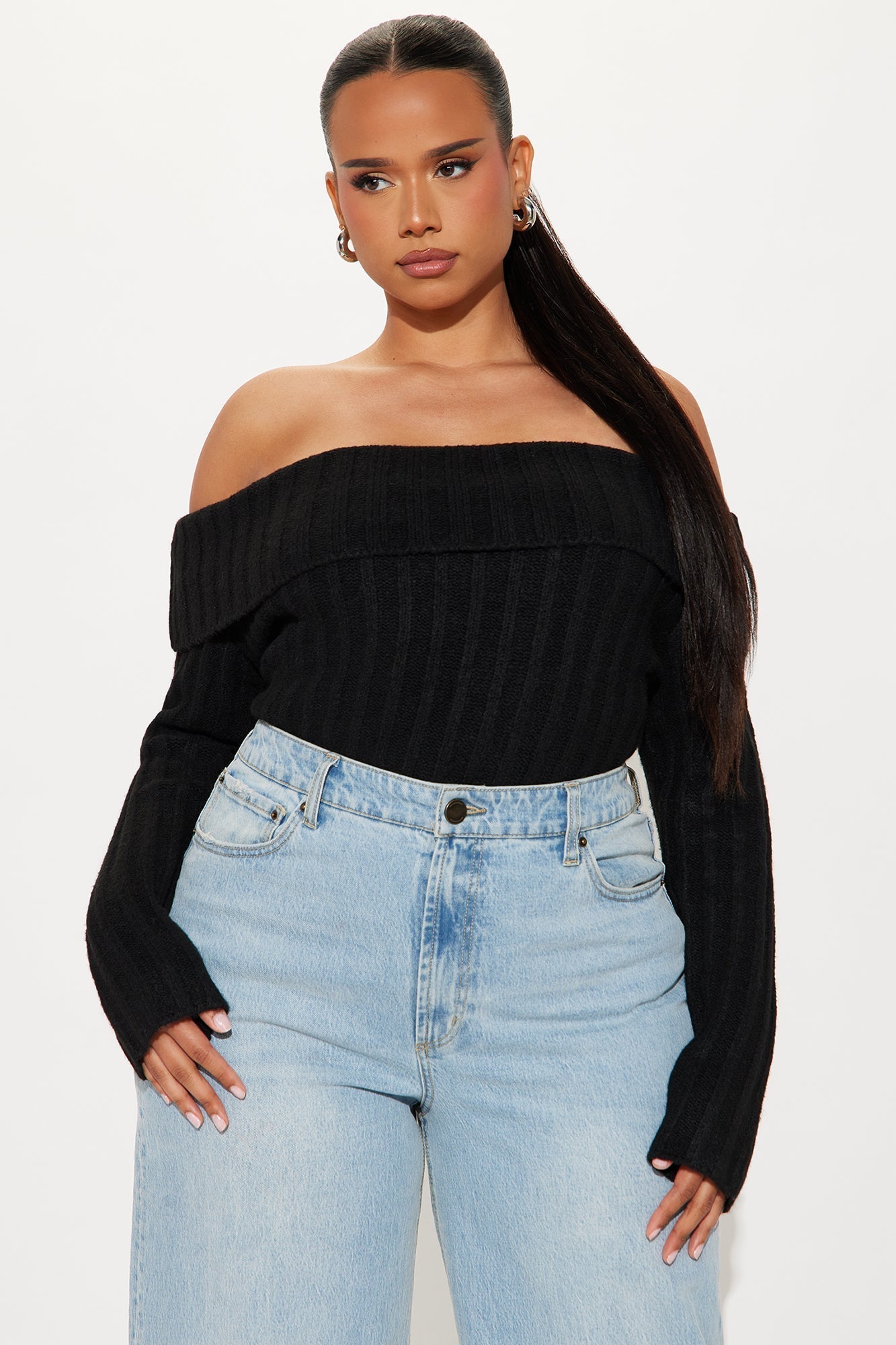 Mid City Off Shoulder Sweater - Black