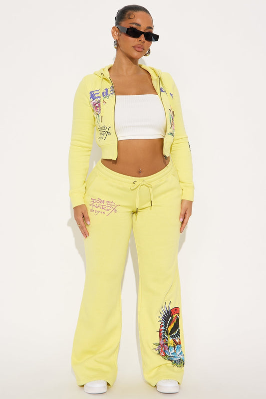 Ed Hardy Phoenix Wide Leg Pant - Yellow