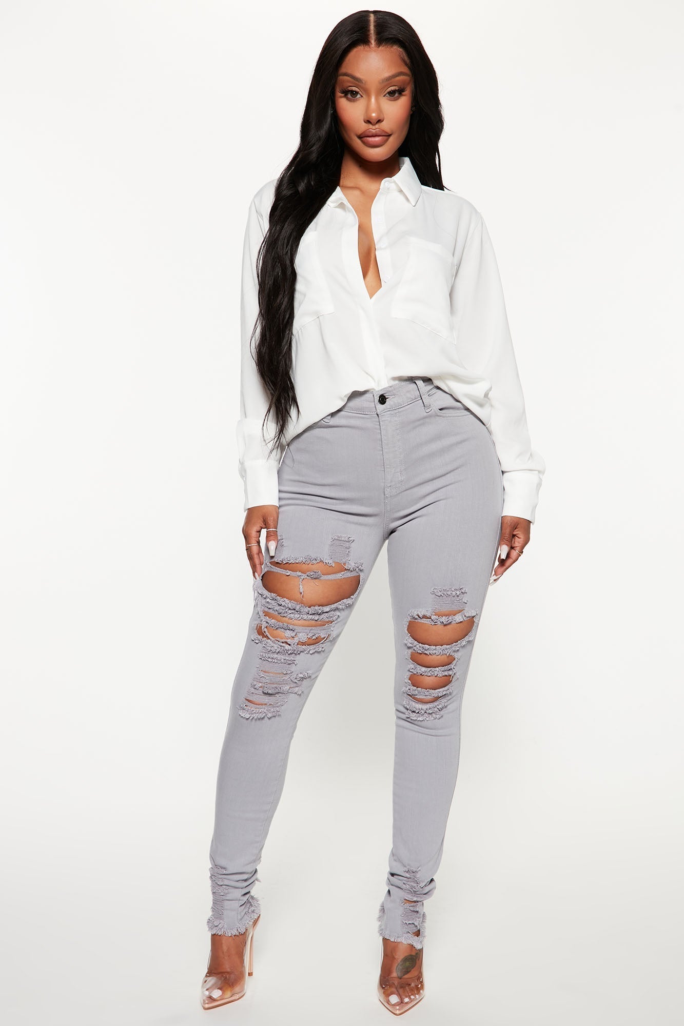 CEO Of Slaying Button Down Top - White