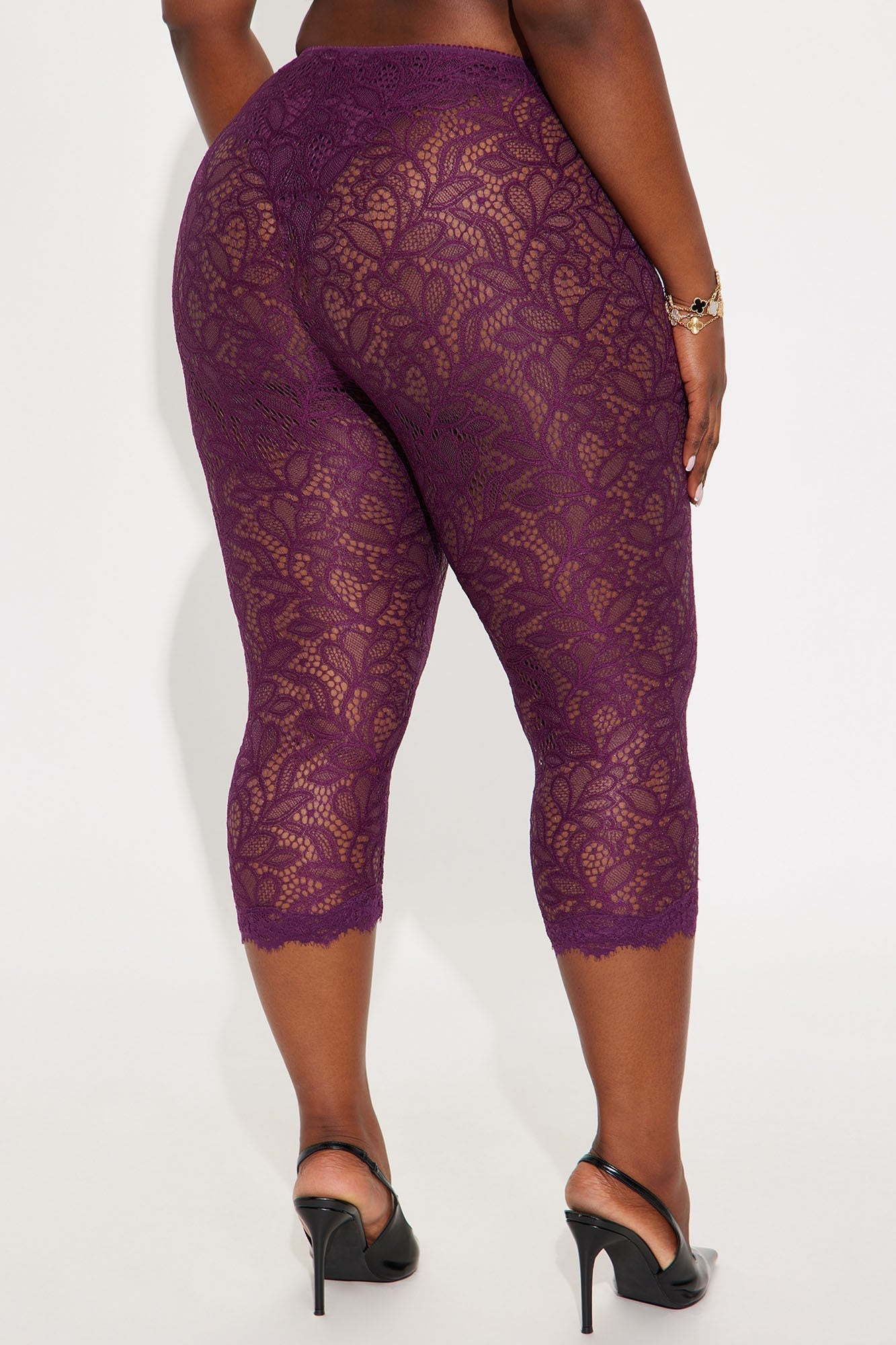 I Feel Love Lace Capri Legging - Plum