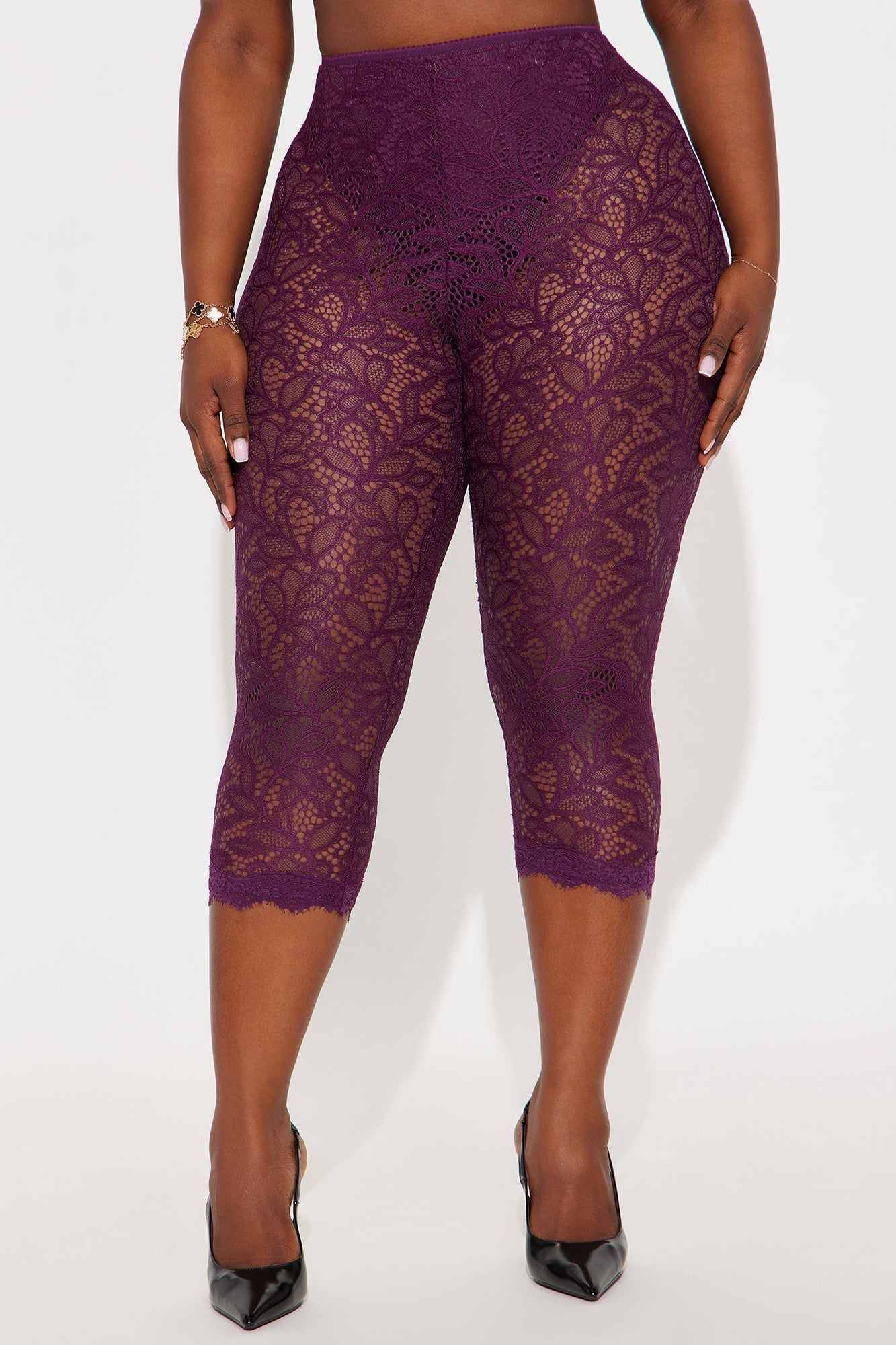 I Feel Love Lace Capri Legging - Plum
