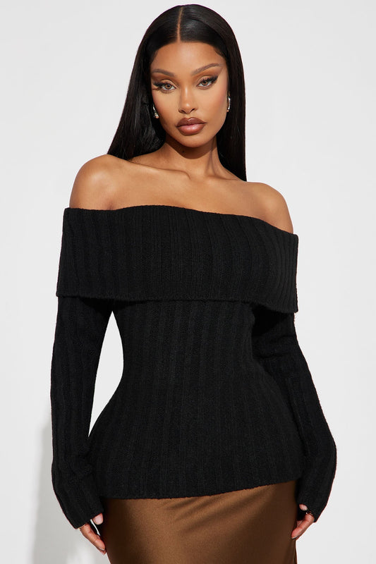Mid City Off Shoulder Sweater - Black