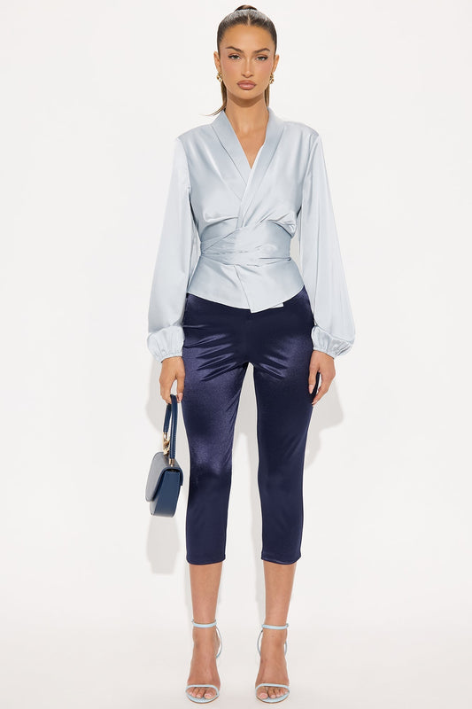 Selene Satin Capri Pant 21″ - Navy