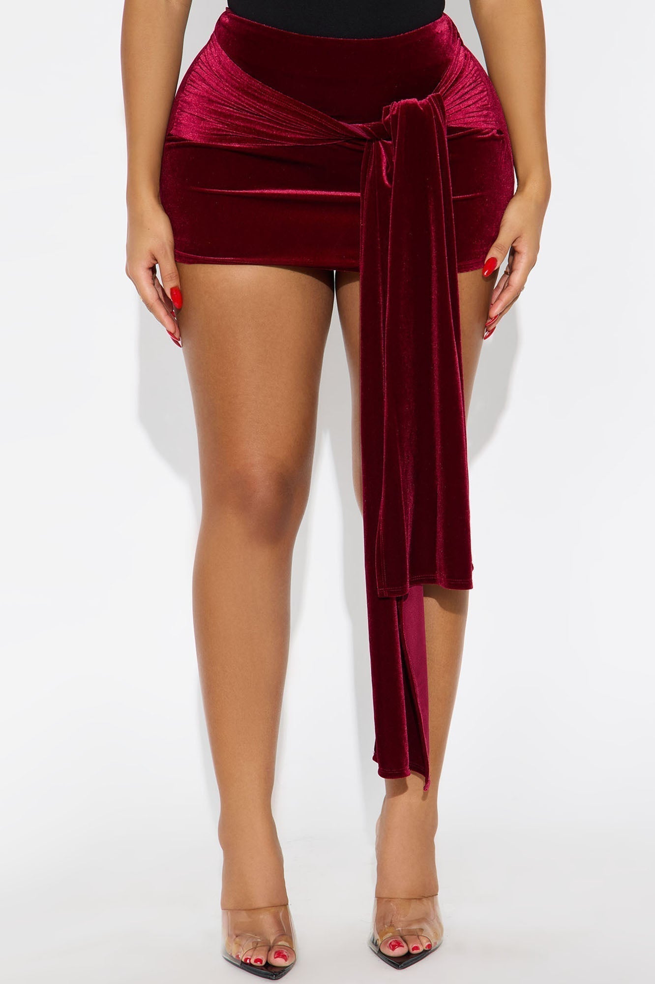 A Velvet Affair Micro Mini Skirt - Burgundy