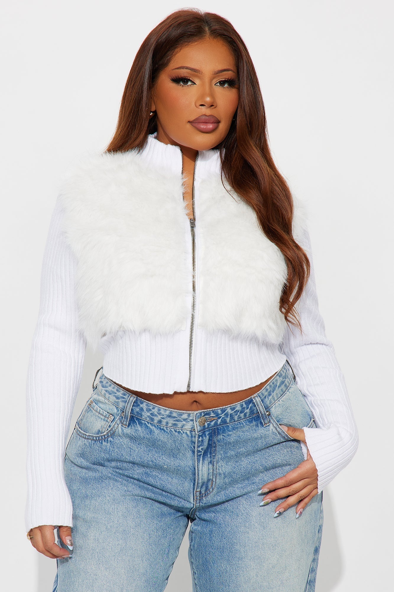 No Hard Feelings Faux Fur Cardigan - Off White