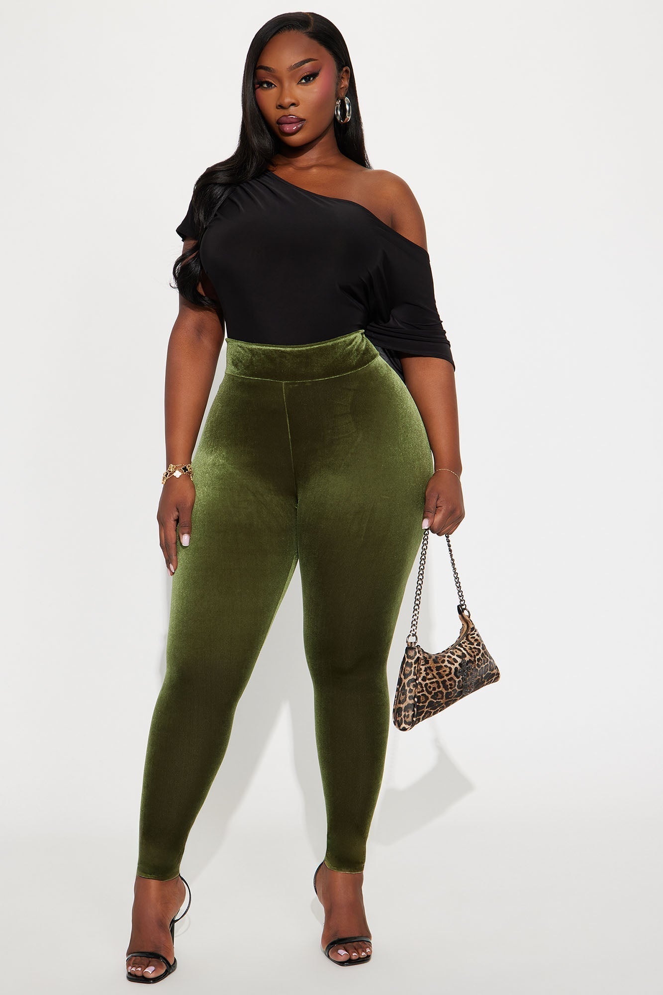 Remina High Rise Velvet Legging - Chartreuse