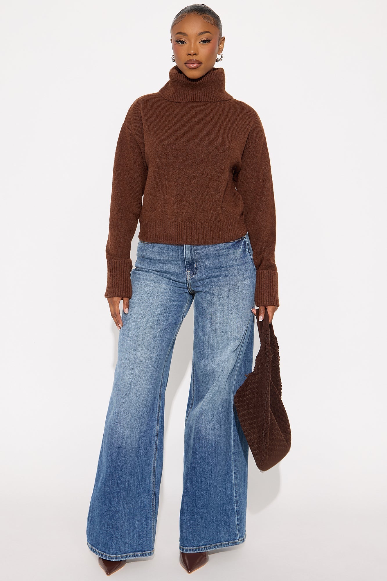 Healing Therapy Turtle Neck Sweater - Chocolate