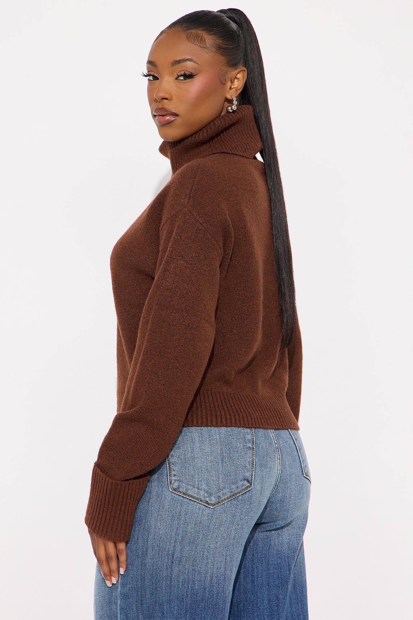 Healing Therapy Turtle Neck Sweater - Chocolate