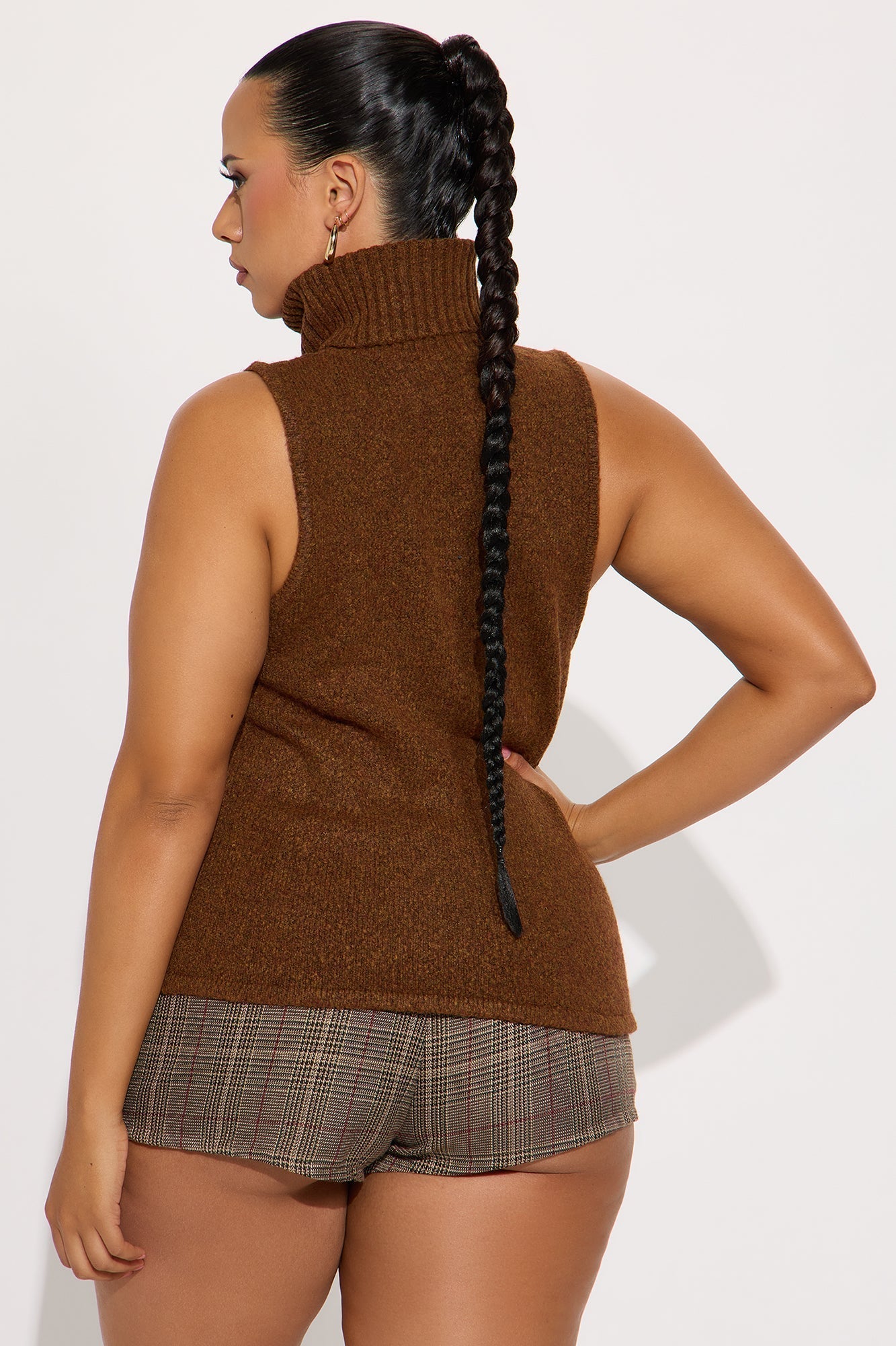 Fall Fling Turtle Neck Sweater Top - Chocolate