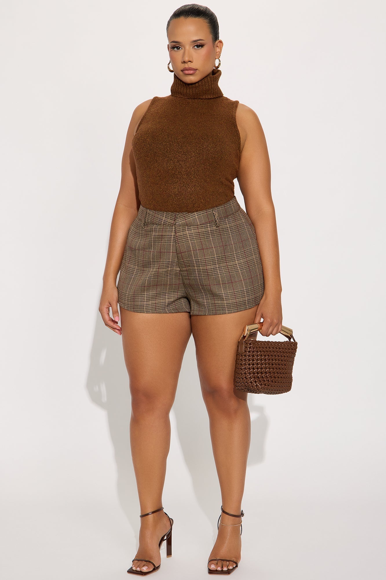 Fall Fling Turtle Neck Sweater Top - Chocolate