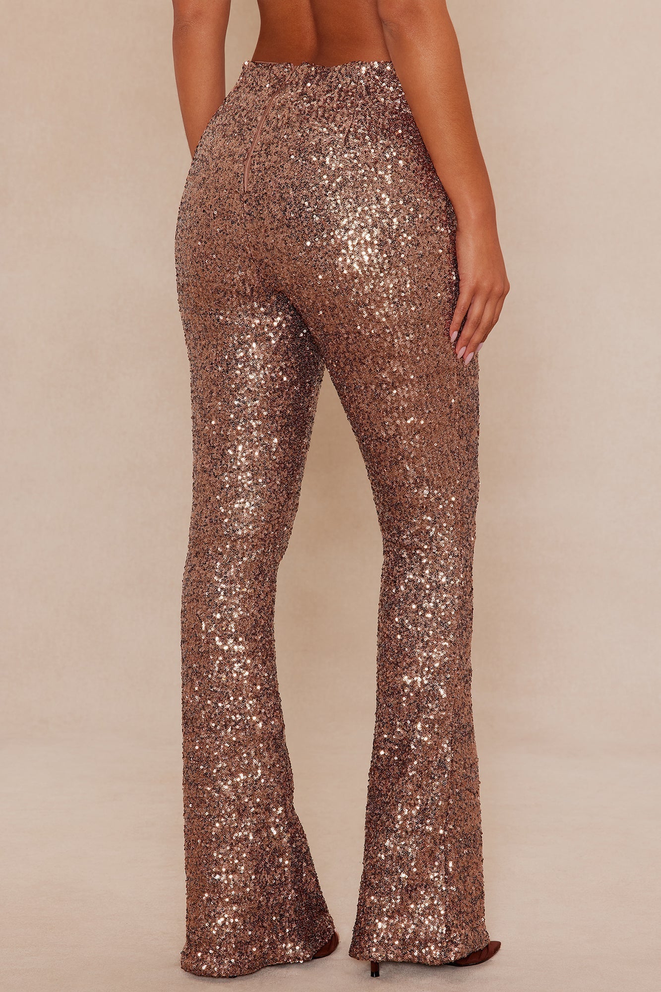 Azalea Sequin Flare Pant - Bronze