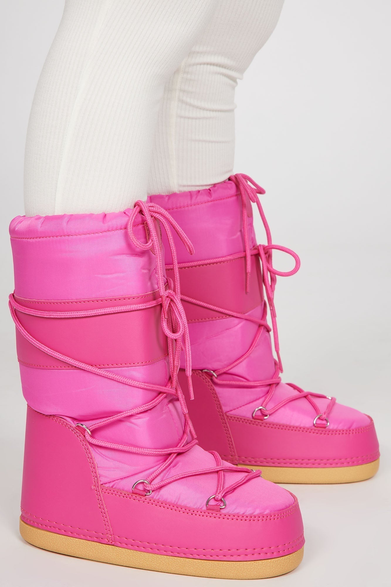 A New Direction Knee High Snow Boots - Fuchsia