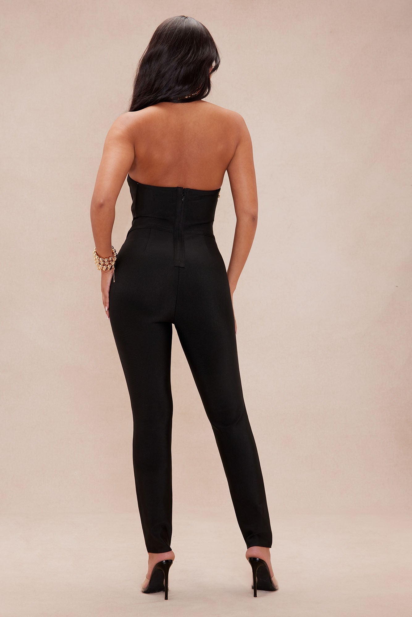 Patricia Embellished Bandage Jumpsuit - Black