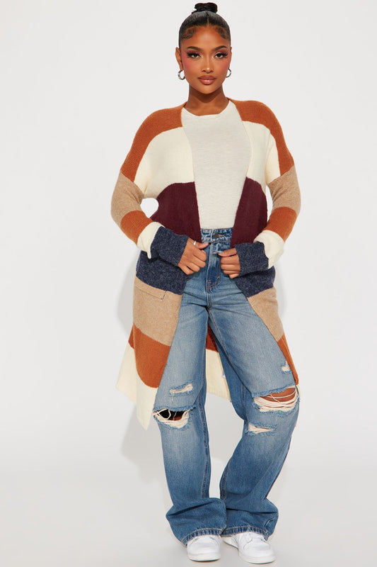 Common Interests Colorblock Cardigan - Camel/combo