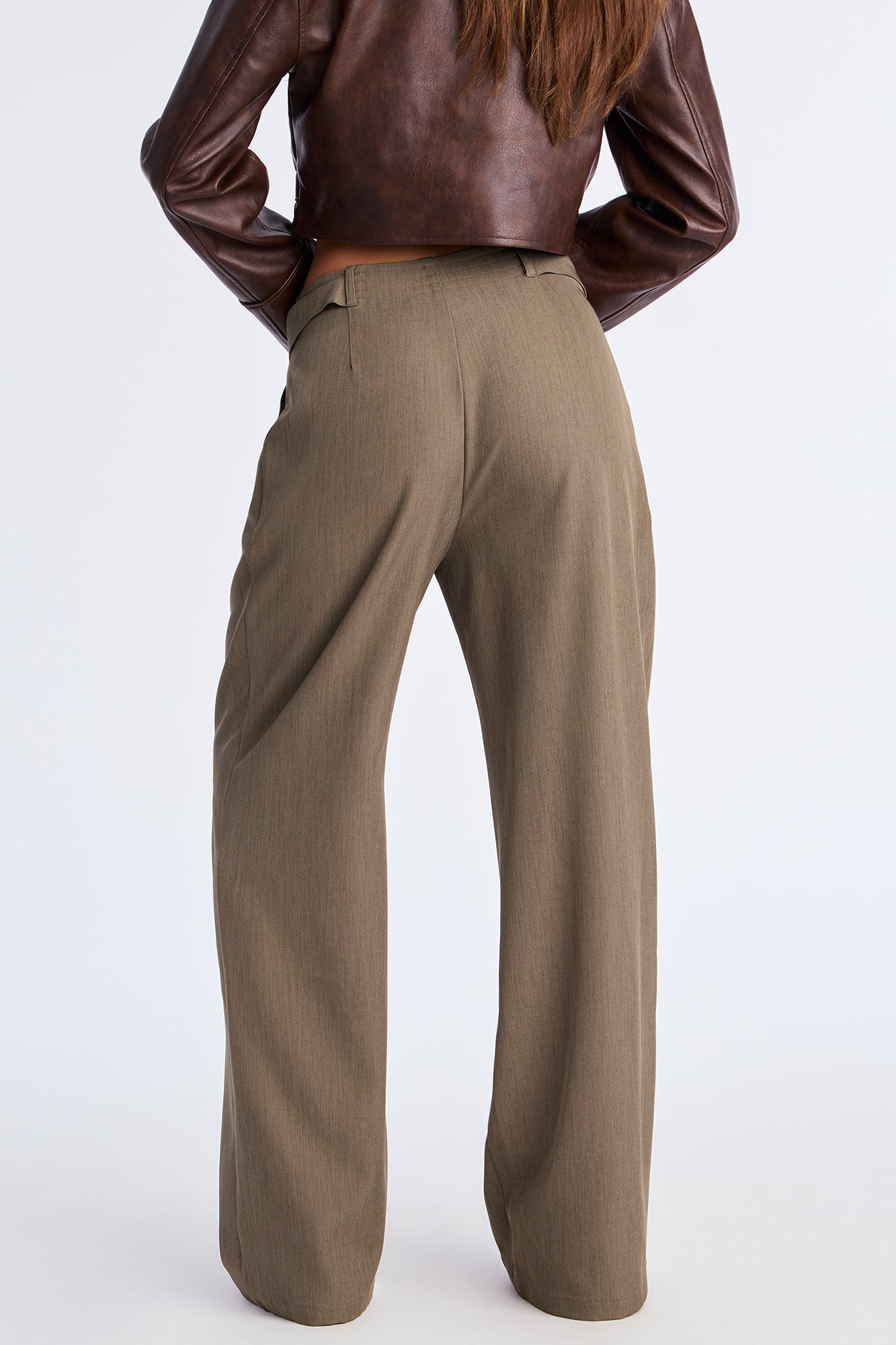 Business Plan Pleated Wide Leg Trouser Pant 32″ - Olive