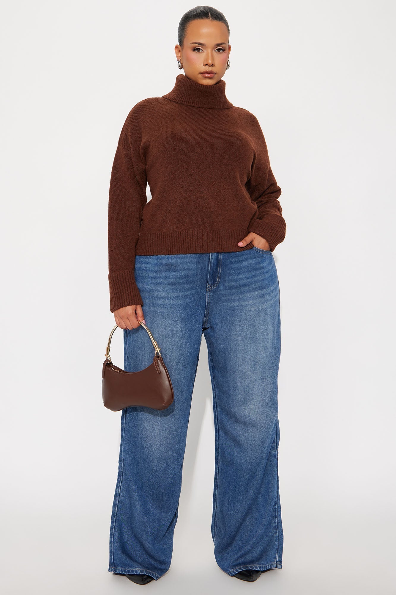 Healing Therapy Turtle Neck Sweater - Chocolate