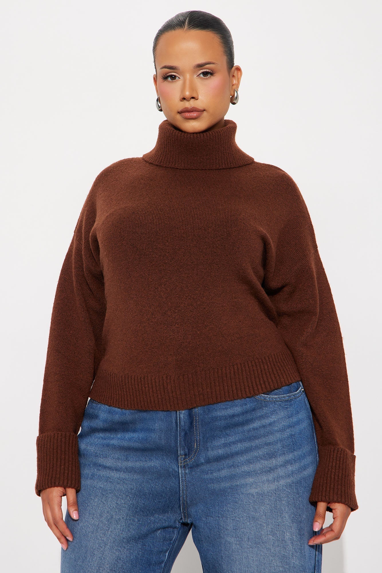 Healing Therapy Turtle Neck Sweater - Chocolate