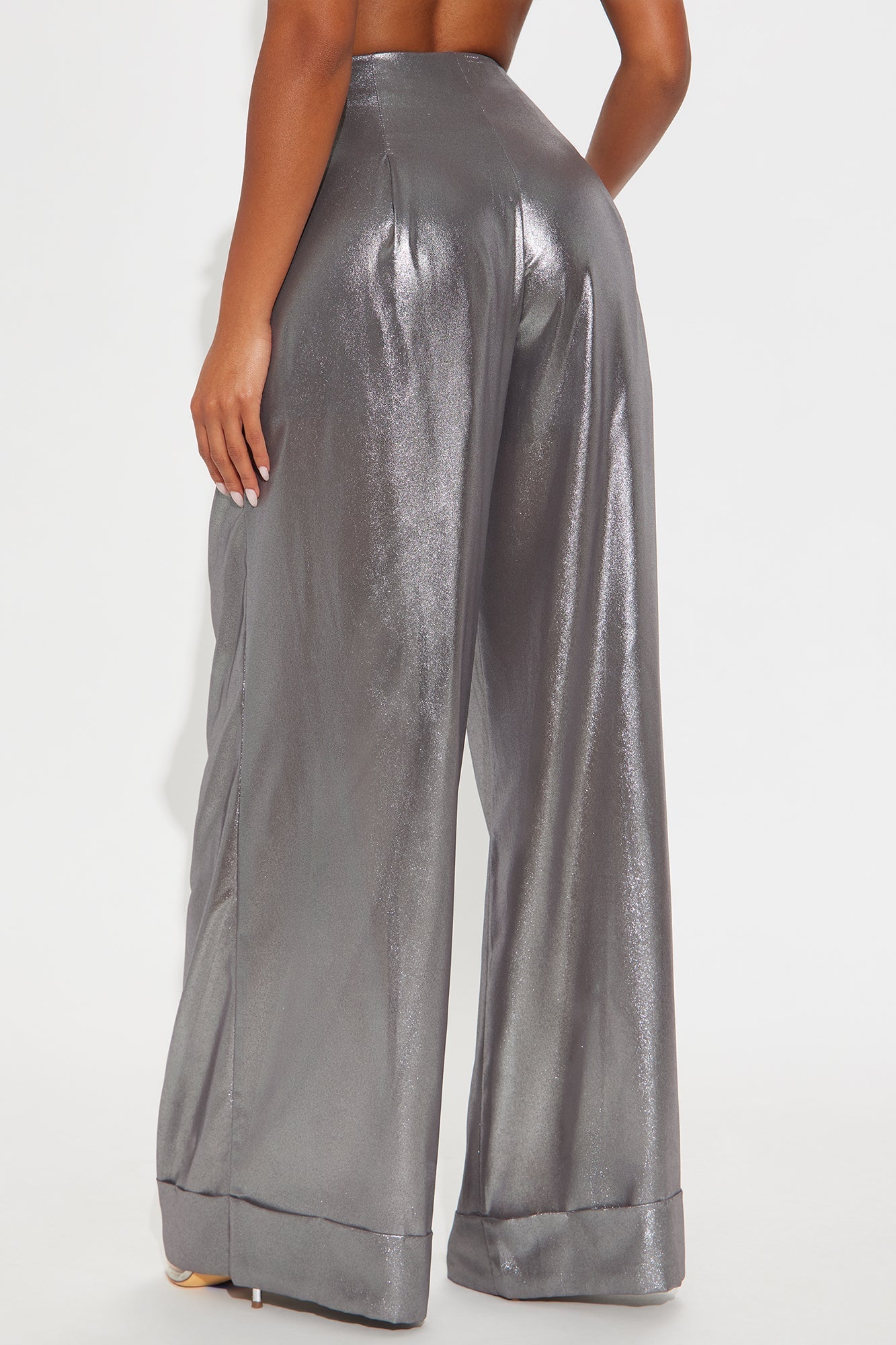 Romantically Spoiled Organza Metallic Wide Leg Pant 33 - Grey